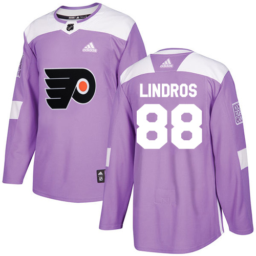 Adidas Flyers #88 Eric Lindros Purple Authentic Fights Cancer Stitched Youth NHL Jersey - Click Image to Close